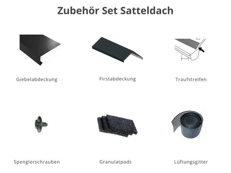 Zubehör Set für Karibu Gartenhaus Theres 7 terragrau- 2 Dachbausbauelemente